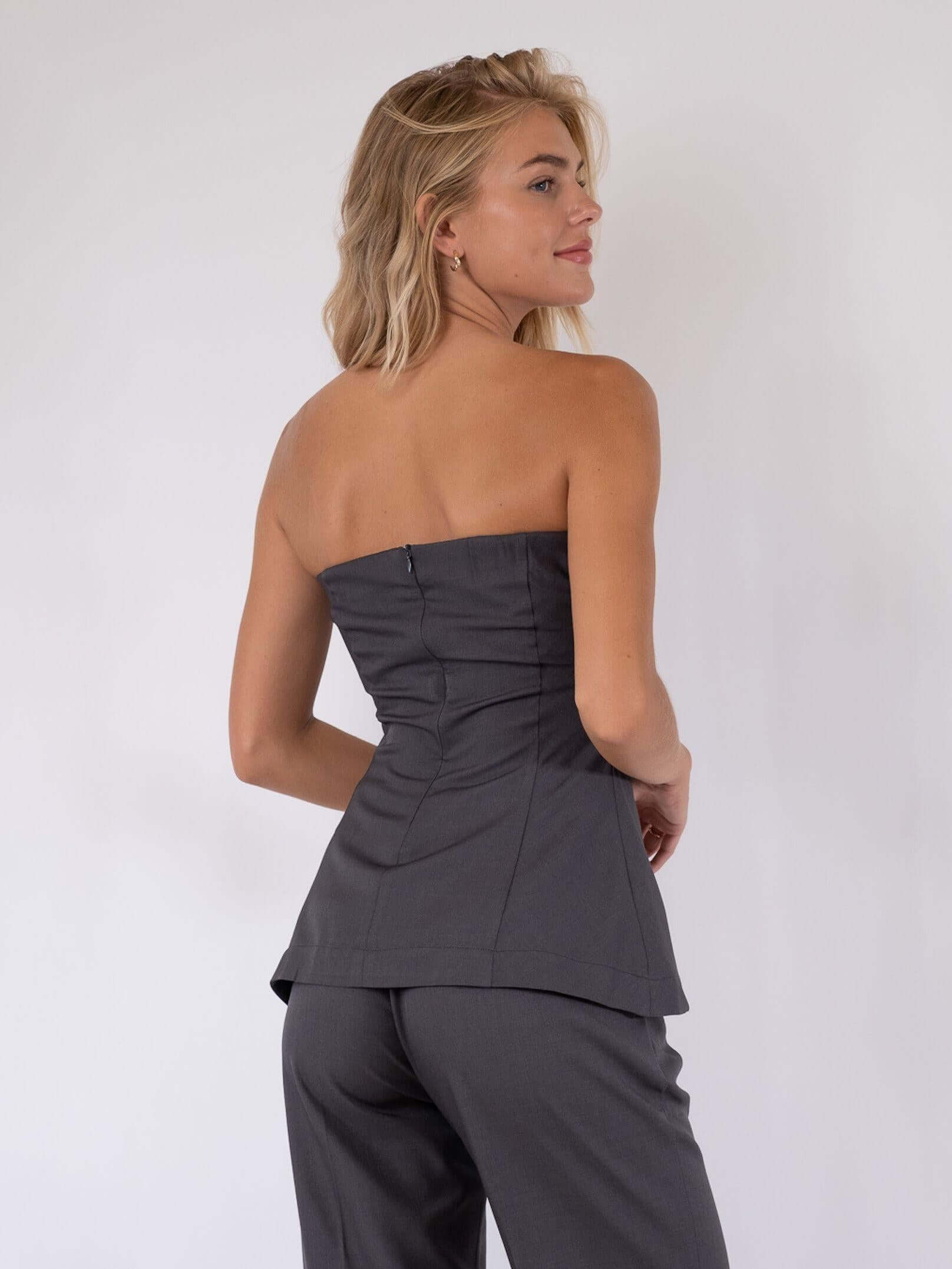 Neo Noir Leafie gemêleerde top – donkergrijs