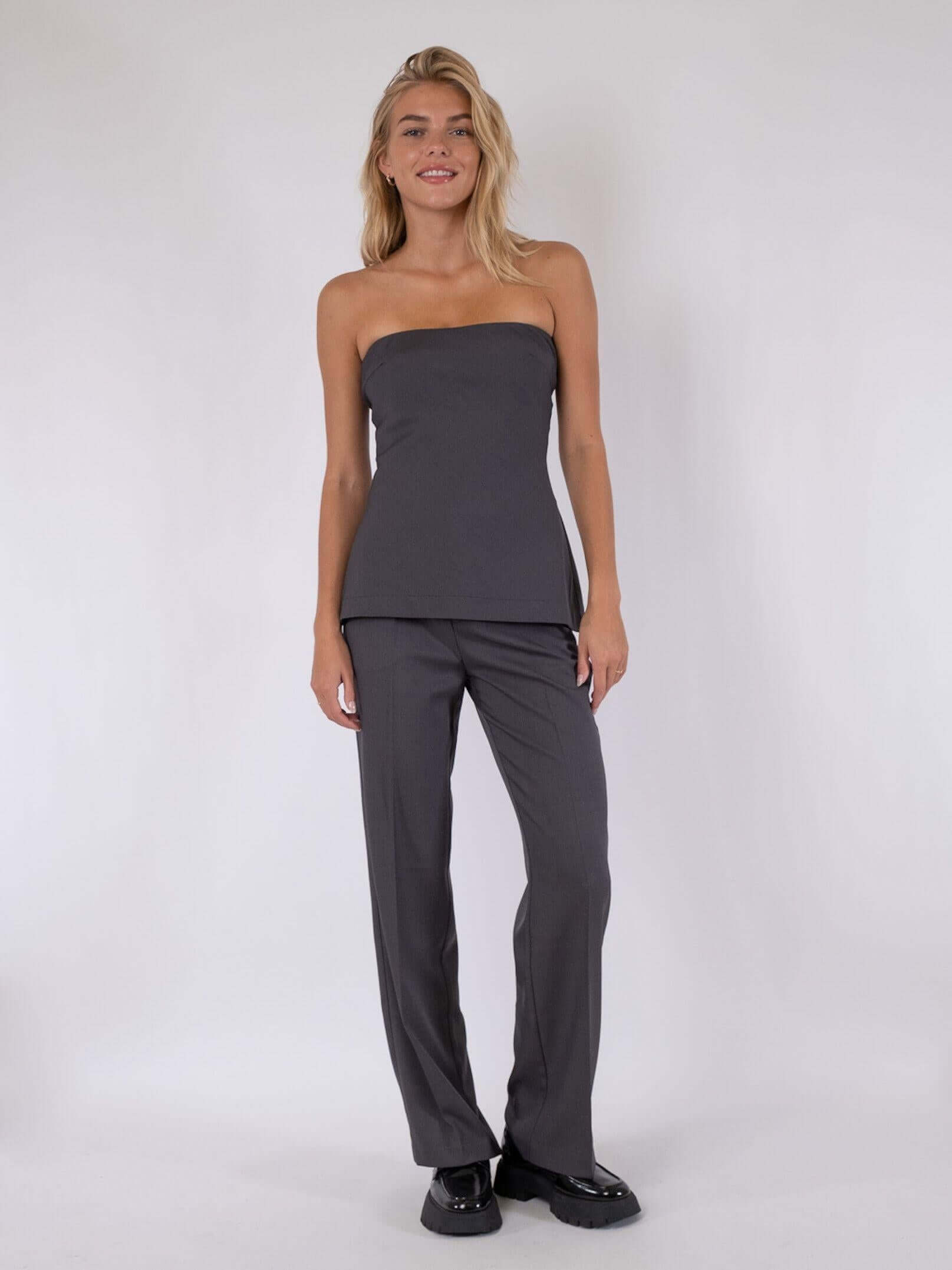 Neo Noir Leafie gemêleerde top – donkergrijs