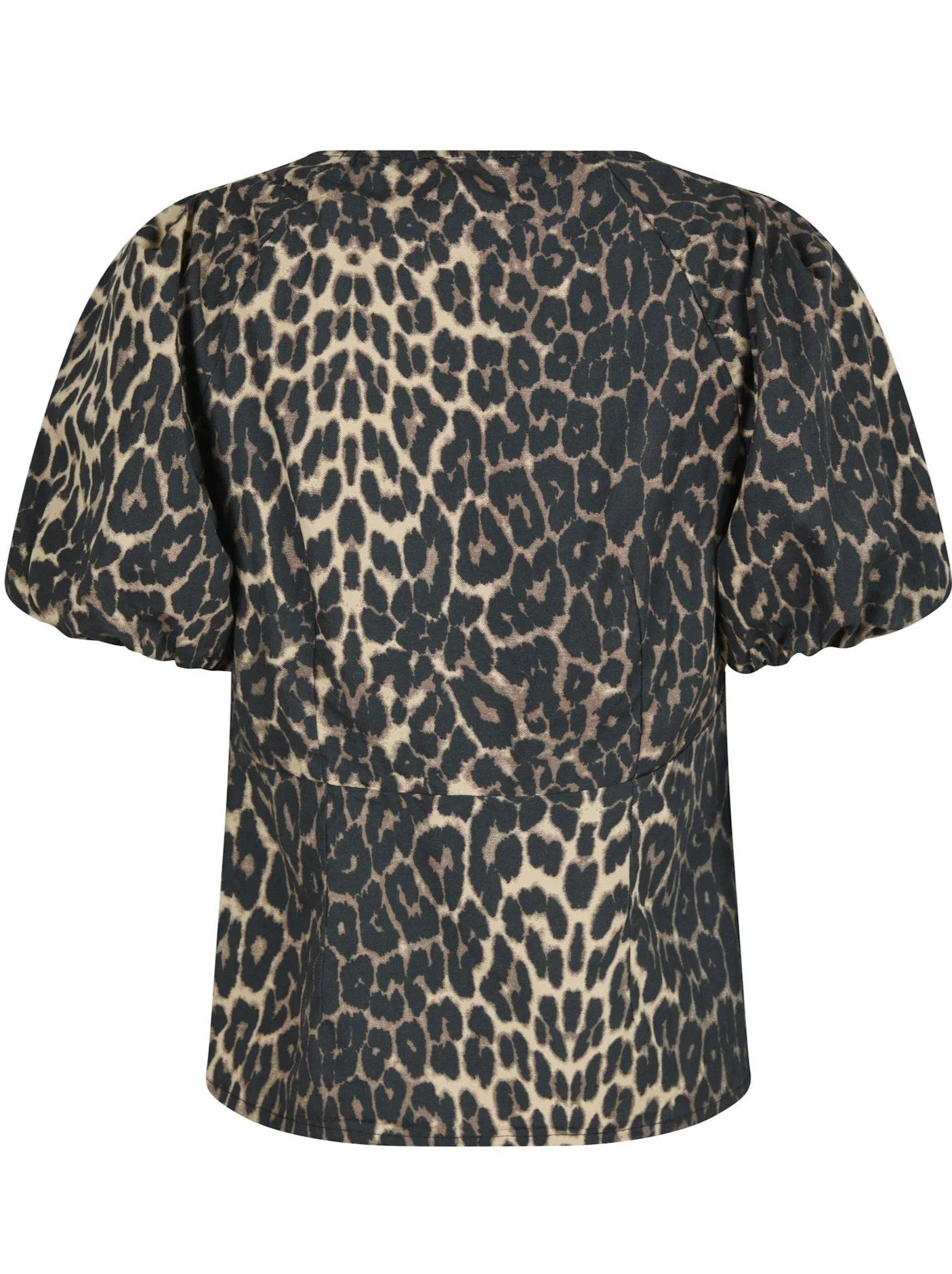 Neo Noir Irina Leo Leopard Print Blouse – Ruffle V-Neck Puff Sleeves | Women