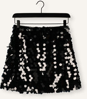 Neo Noir Miva Big Sequins Black Mini Skirt – Disc Sequin Scallop Hem | Women