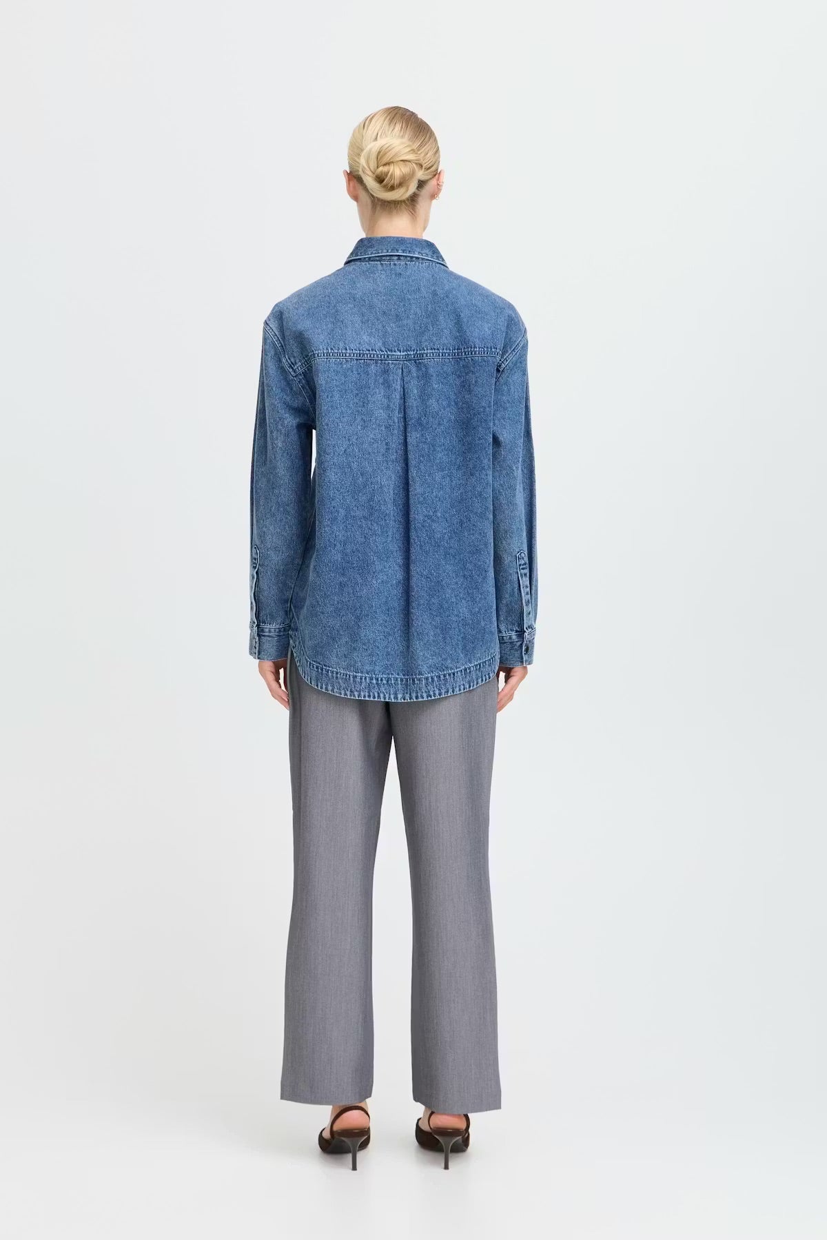 b.young Bykapuca Oversized Denim Shirt - Medium Blue