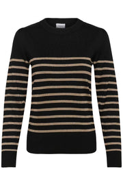 Saint Tropez MilaSZ Pullover - Black with Gold Stripes
