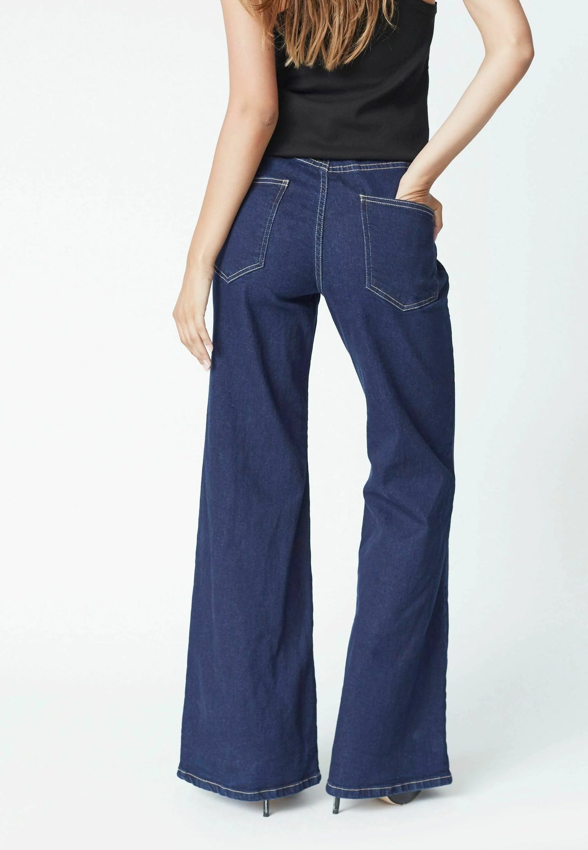 Co'couture Theo CC jeans met wijde uitlopende pijpen – donkere denim
