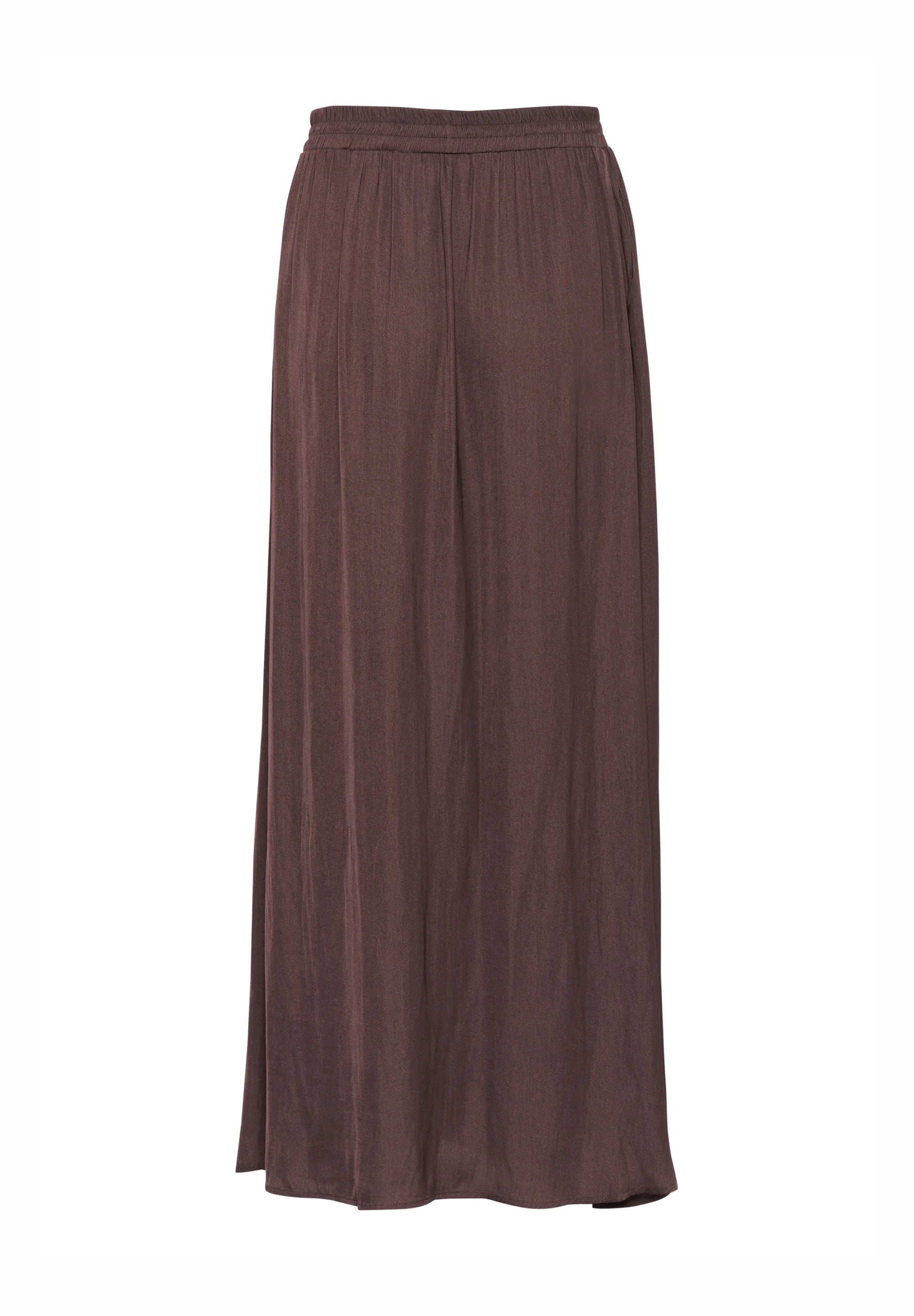 Kaffe KAallie satijnen maxirok – Fudge Brown