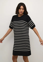 Kaffe Kalizza Black & White Stripe Knit Mini Dress – Short Sleeve | Women