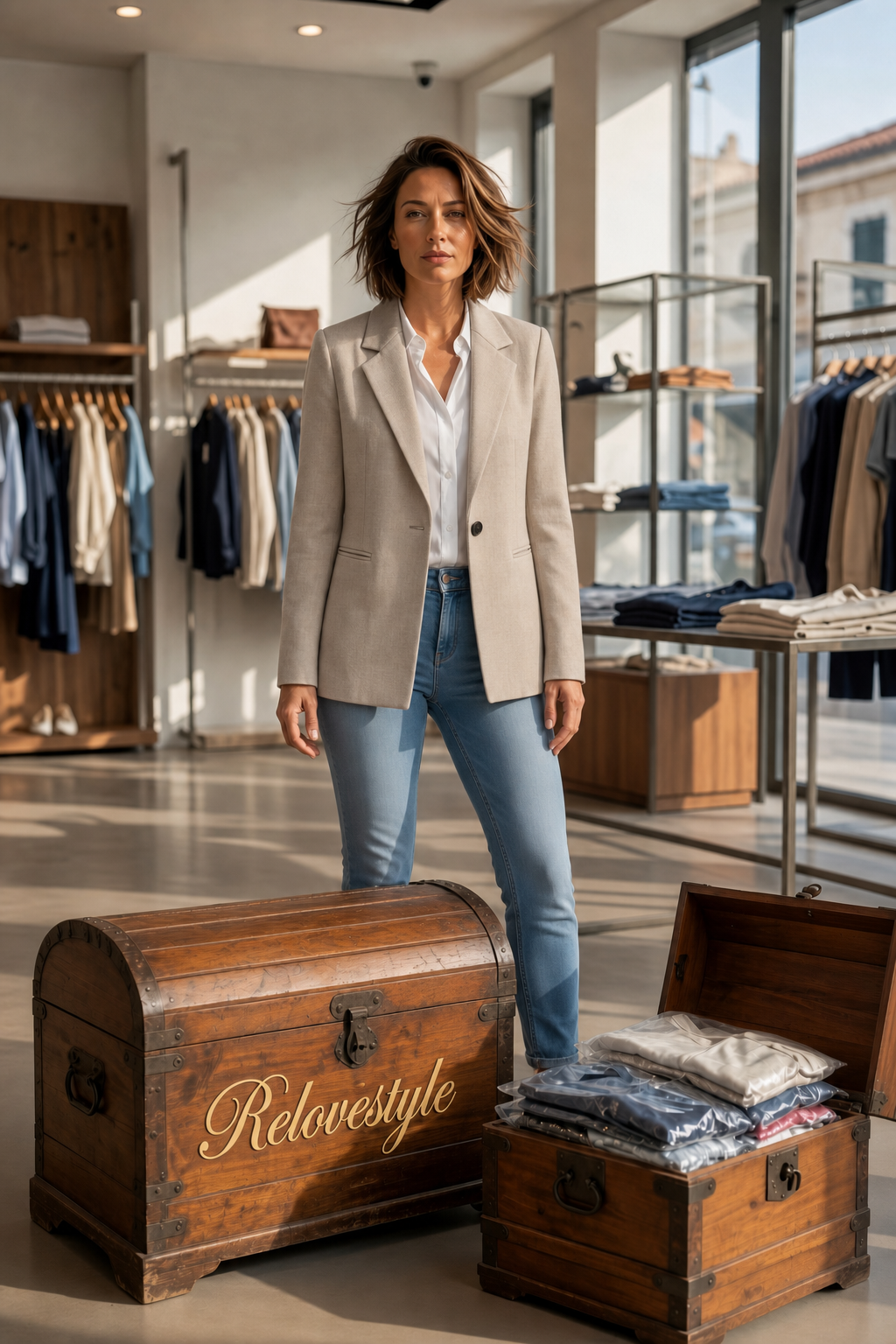 Co'couture oversized blazer met één knoop – zand