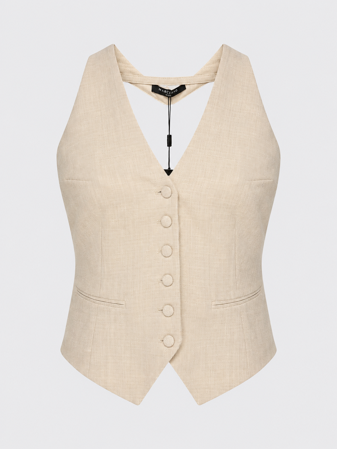Beige Marciano by Guess haltergilet van wolmix.