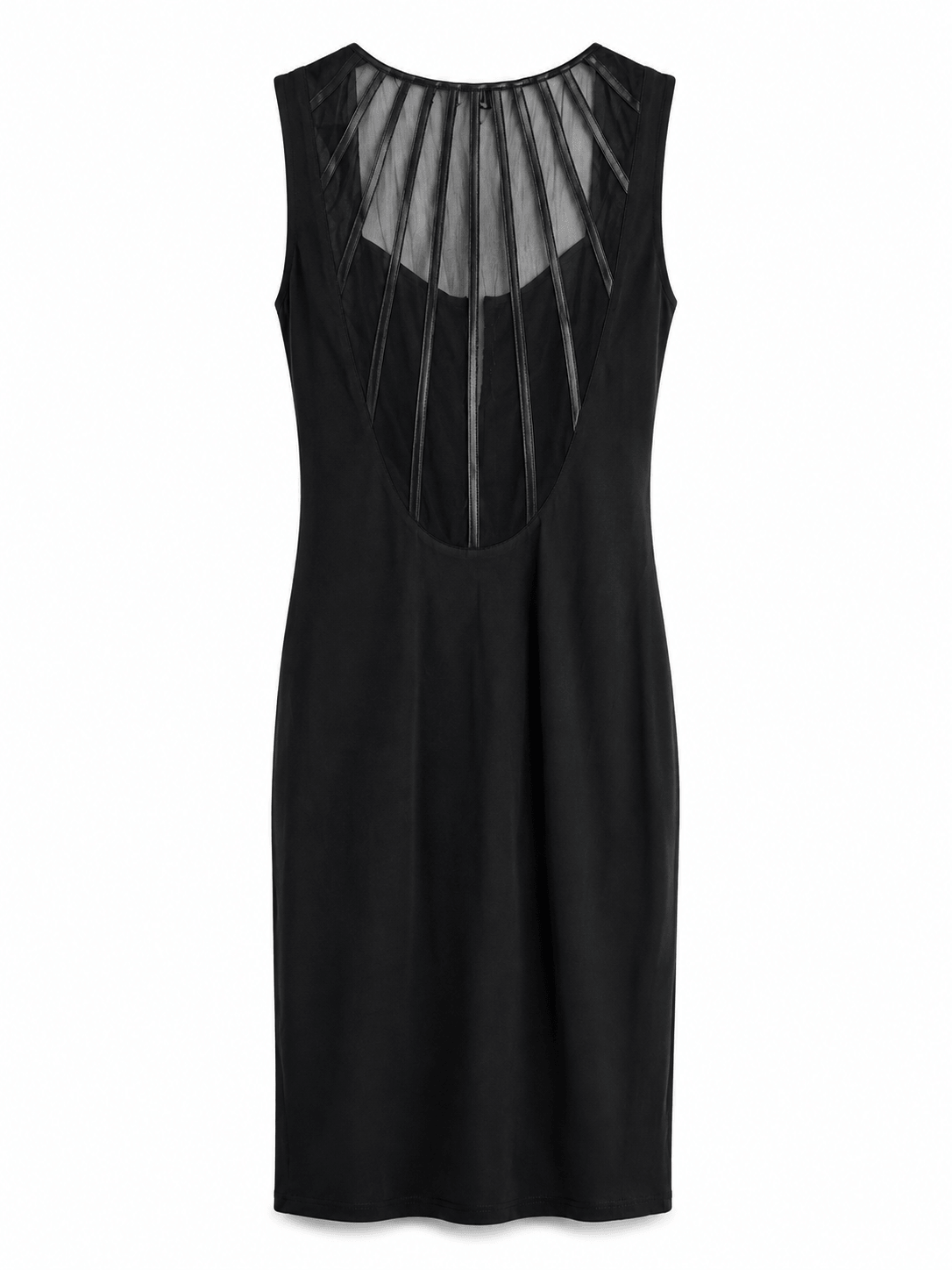 Zwarte mouwloze aansluitende Marciano by Guess jurk met meshpanelen.