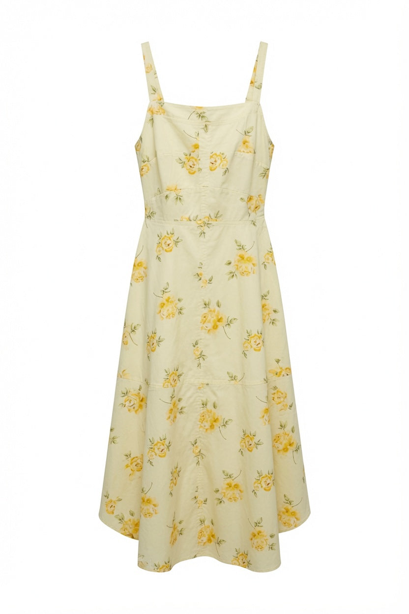 Neo Noir Cassandra jurk met bloemenprint – geel