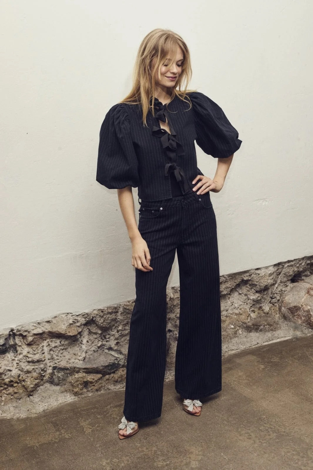 Co'couture Pincc jeans met wijde pijpen – zwart