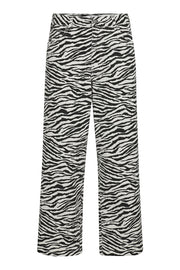 Co'couture Zion broek op cropped lengte met zebraprint – gebroken wit en zwart