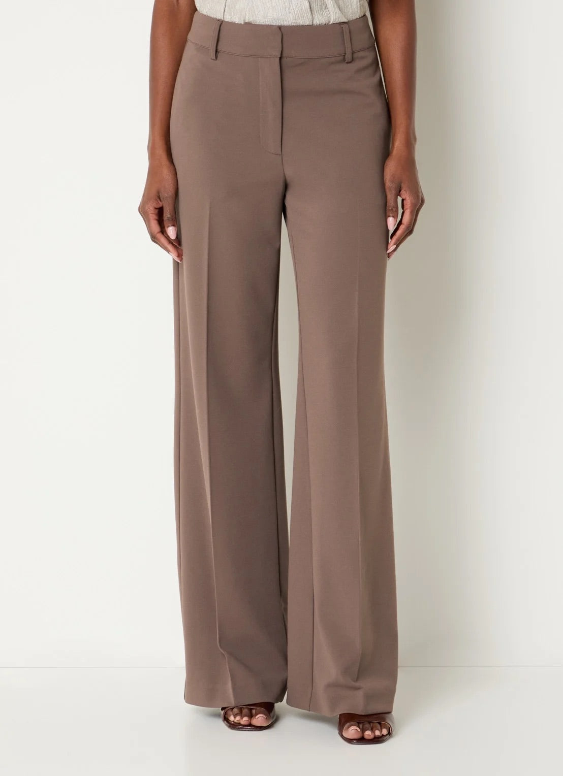 Co'couture Matty broek met golvende naad en wijde pijpen – mauve