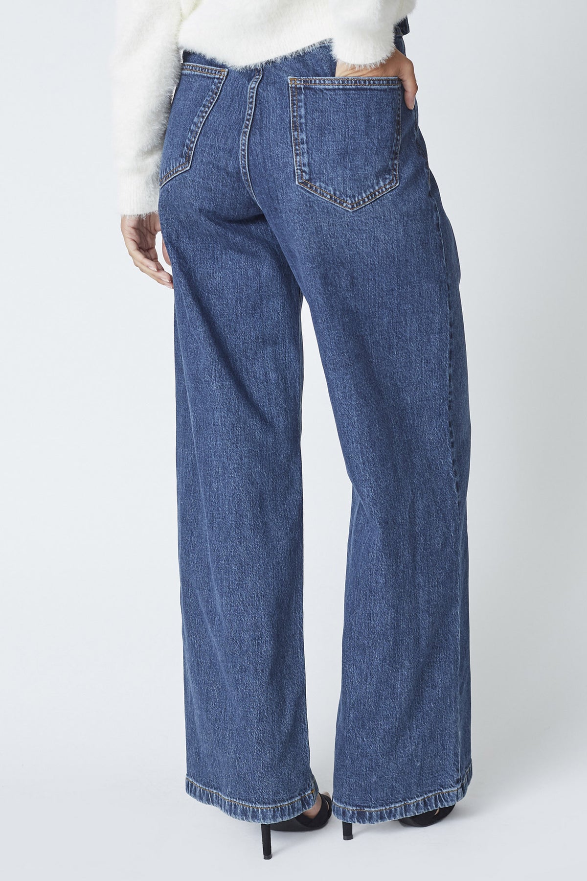 Co'couture Rumi CC jeans met riem en wijde pijpen – donkere denim
