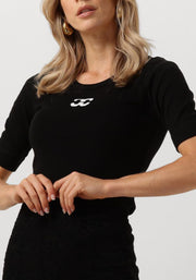 Co'couture Granny CC T-shirt met logo – zwart