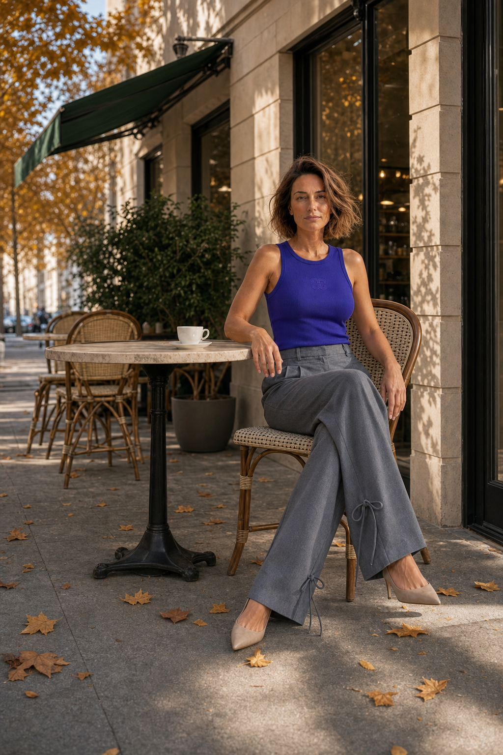 Co'couture Sahara CC tanktop met borduursel – New Blue