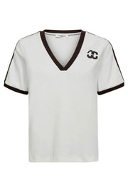 Co'couture Edge CC gestreept T-shirt met V-hals – gebroken wit