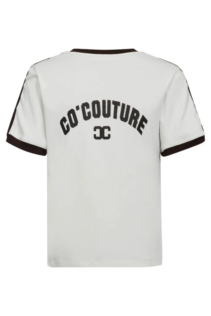 Co'couture Edge CC gestreept T-shirt met V-hals – gebroken wit