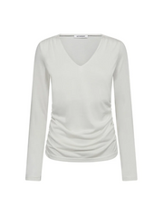 Co'couture Camilla CC blouse met lange mouwen en V-hals – gebroken wit