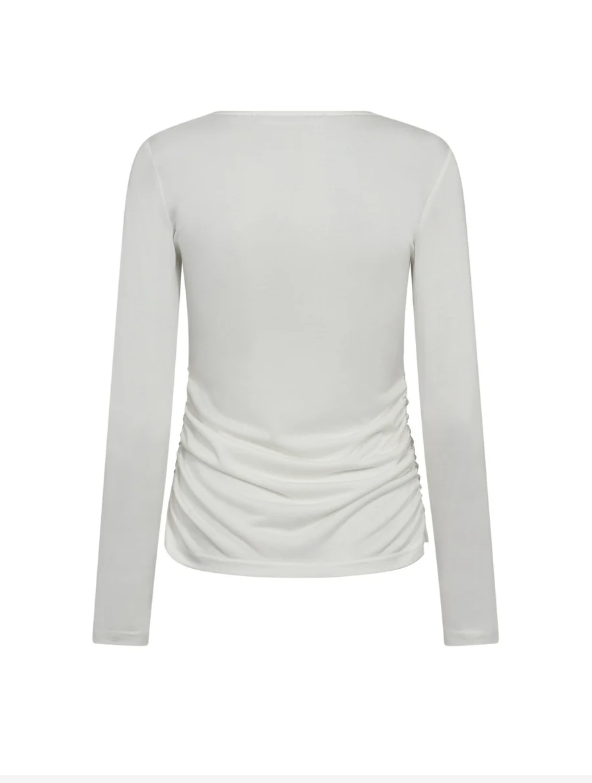 Co'couture Camilla CC blouse met lange mouwen en V-hals – gebroken wit