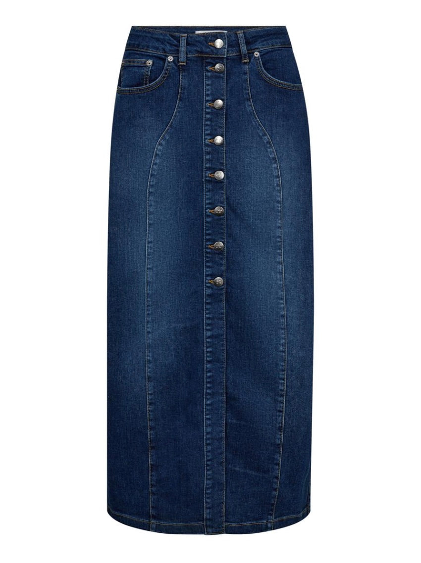 Co'couture Tyler denim midirok – denimblauw