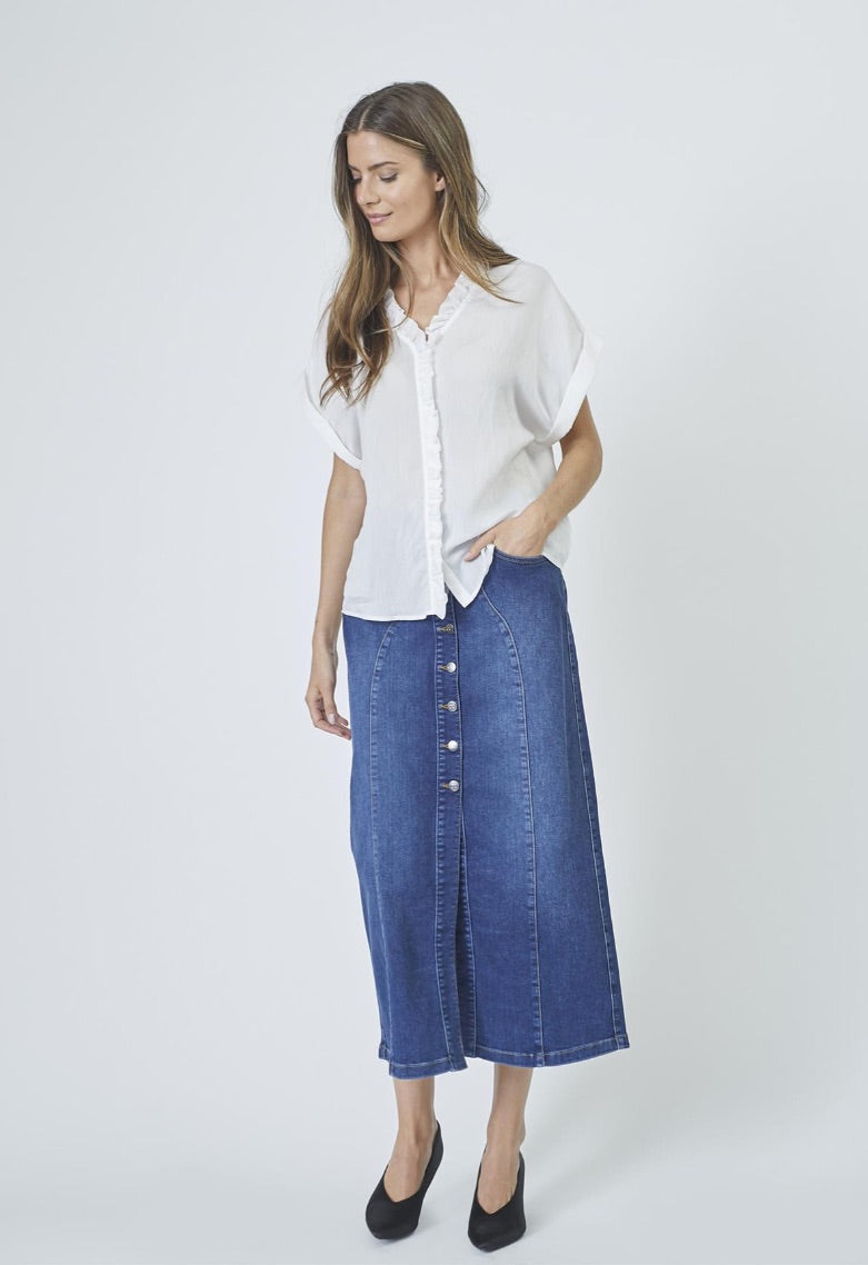 Co'couture Tyler denim midirok – denimblauw