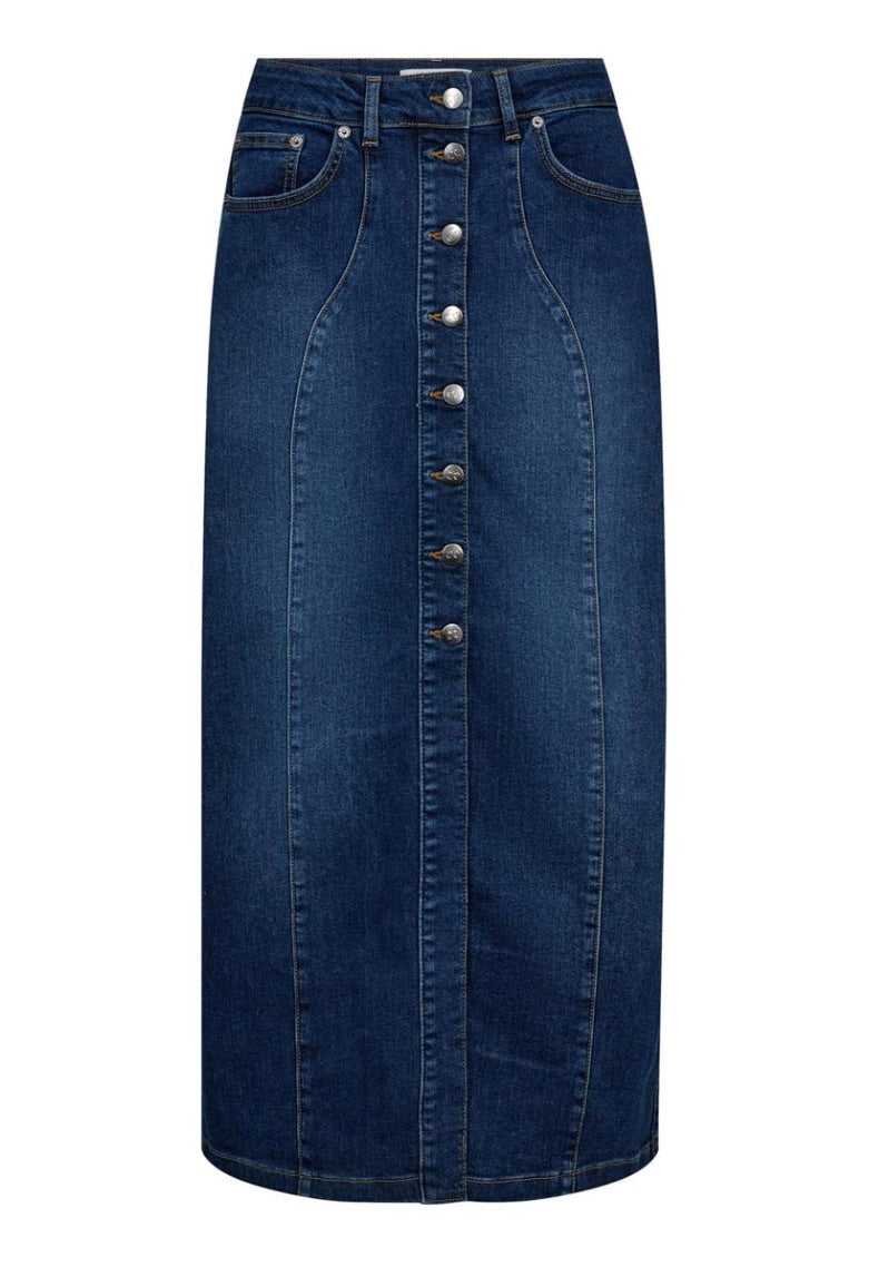 Co'couture Tyler denim midirok – denimblauw