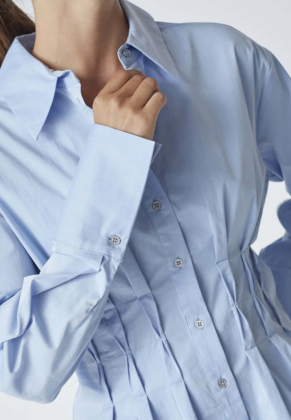 Co'couture Poppy CC geplooid overhemd – lichtblauw