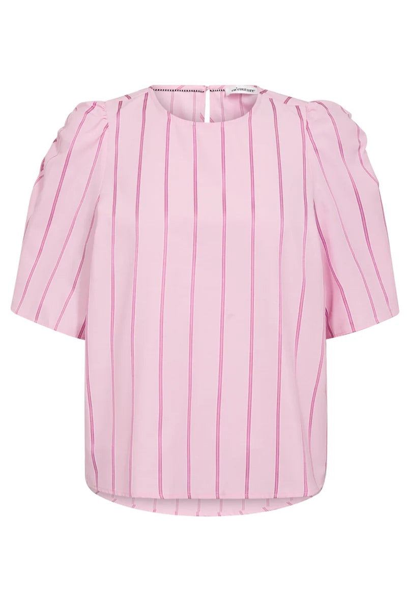 Co'couture Rosalina CC gestreepte blouse met korte mouwen – zachtroze
