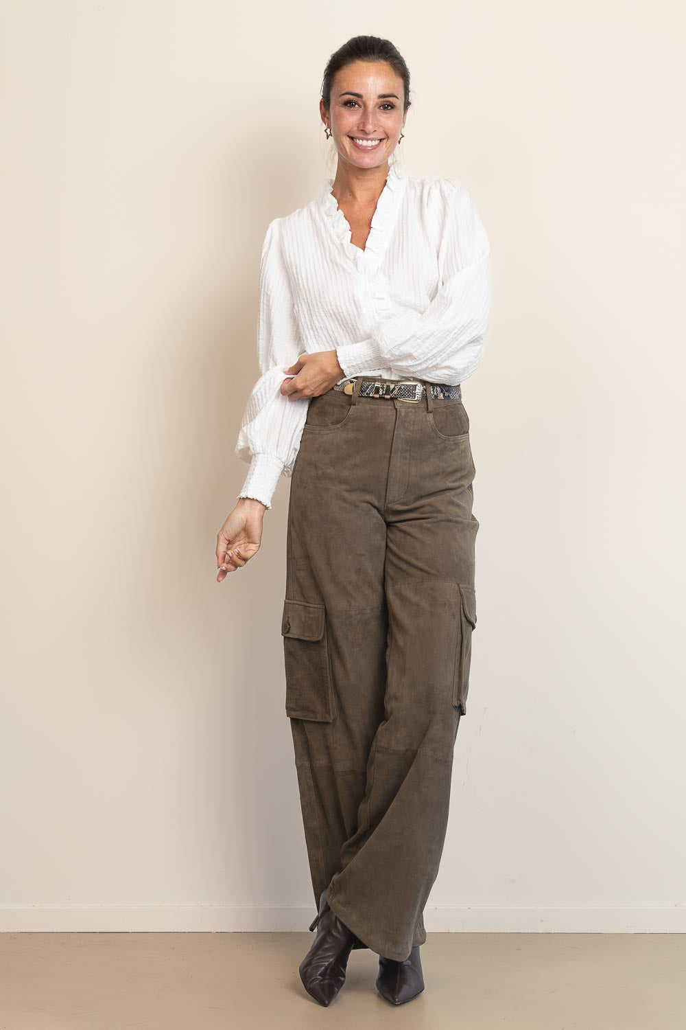 Co'couture Shina CC viscoseblouse met ruches – naturel