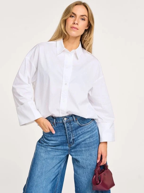 Co'couture Hina overhemd met brede manchetten – wit