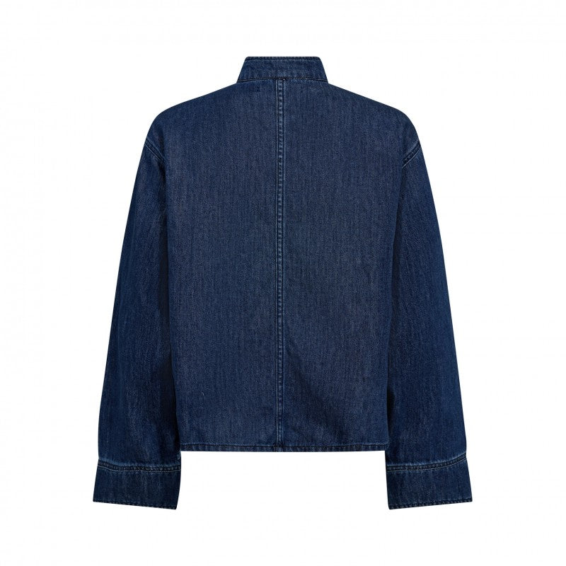 Co'couture Azmina CC denimblouse met knoopsluiting – denimblauw
