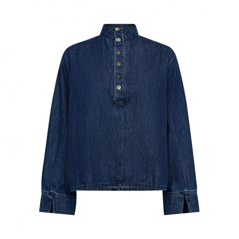 Co'couture Azmina CC denimblouse met knoopsluiting – denimblauw