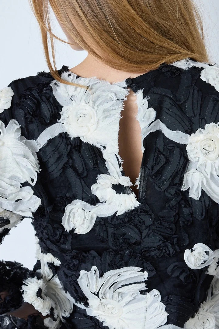 Co'couture Fleur CC zachte, pluizige blouse met lange mouwen – zwart