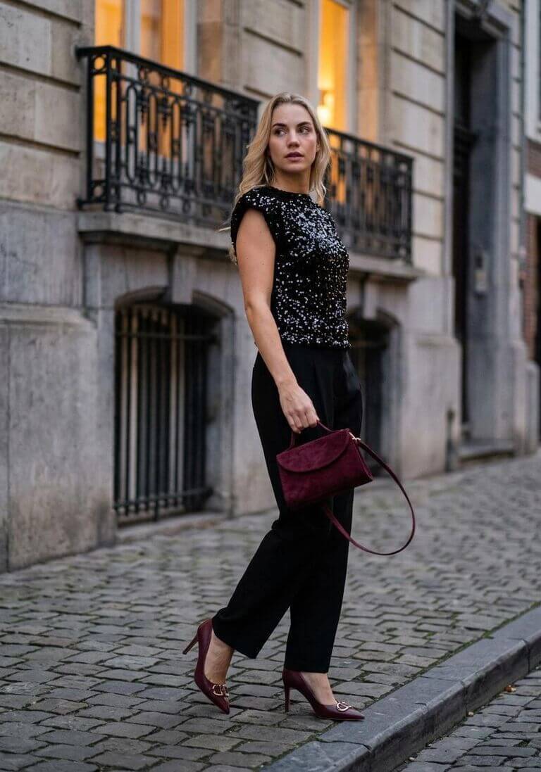 Co'couture Roslyn CC top met pailletten – zwart