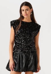 Co'couture Roslyn CC top met pailletten – zwart