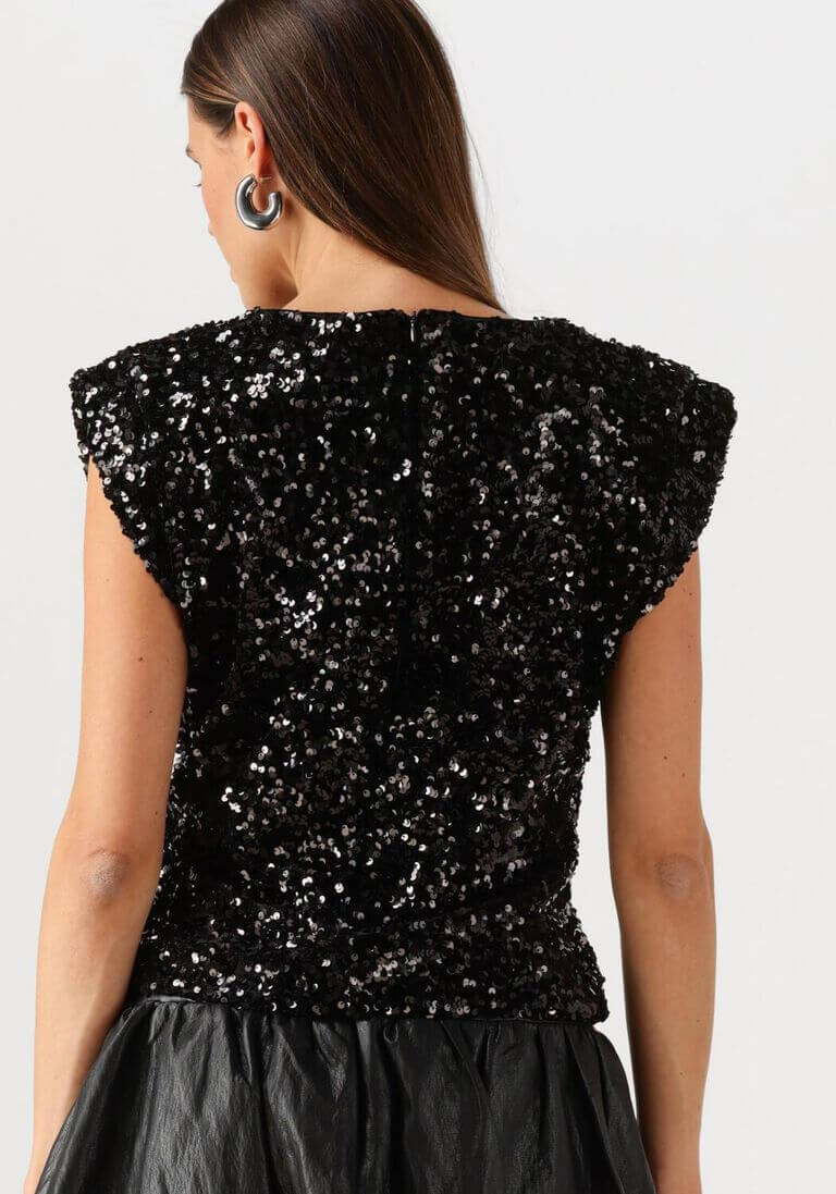 Co'couture Roslyn CC top met pailletten – zwart