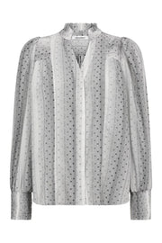 Co'couture Olly CC overhemd met lange mouwen en V-hals – gebroken wit