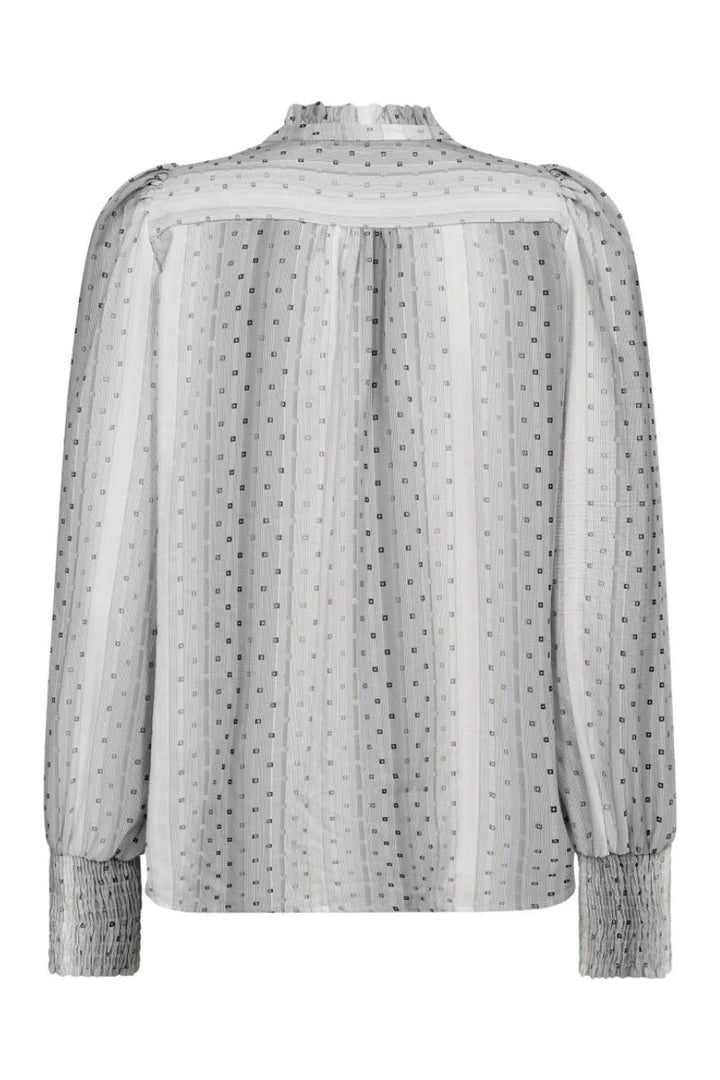 Co'couture Olly CC overhemd met lange mouwen en V-hals – gebroken wit