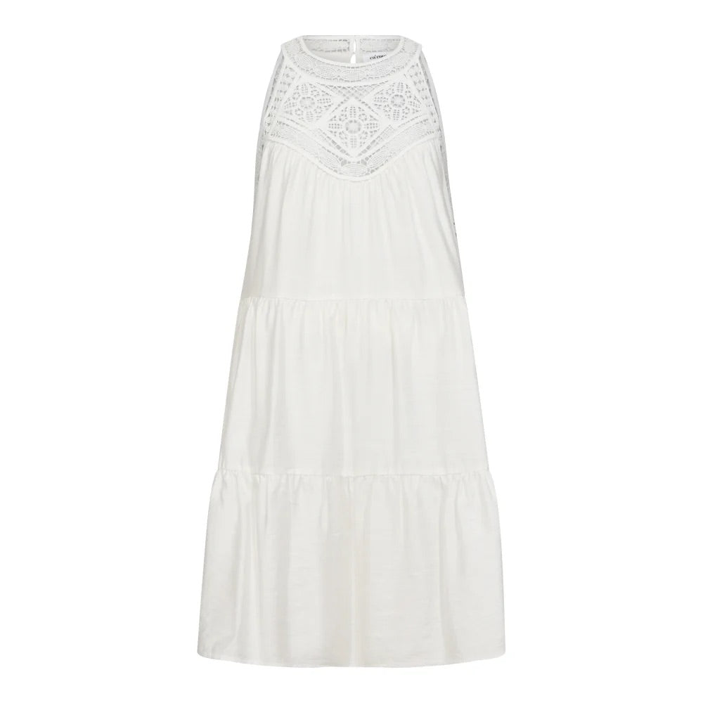 Co'couture Hera CC korte kanten jurk – gebroken wit