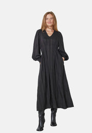 Co'couture Kesi CC gedrapeerde midijurk – zwart