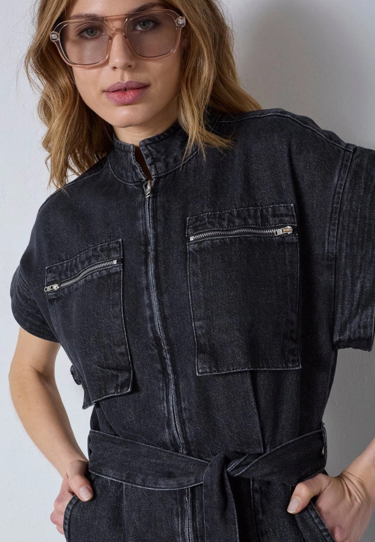 Co'couture Pancy CC jumpsuit met ritssluiting – zwart