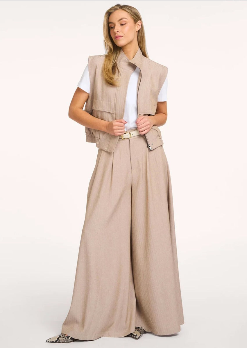 Co'couture Marlo CC lange broek met wijde pijpen – zand