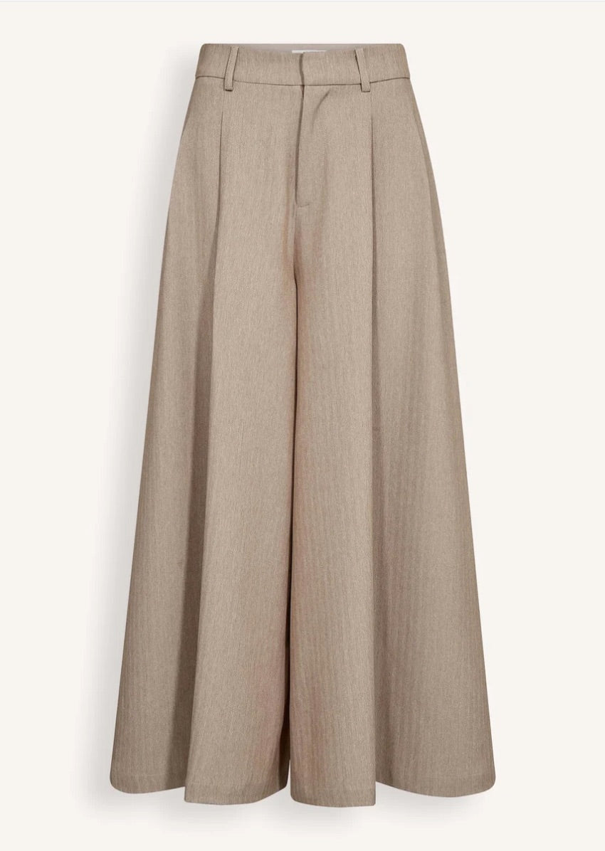 Co'couture Marlo CC lange broek met wijde pijpen – zand