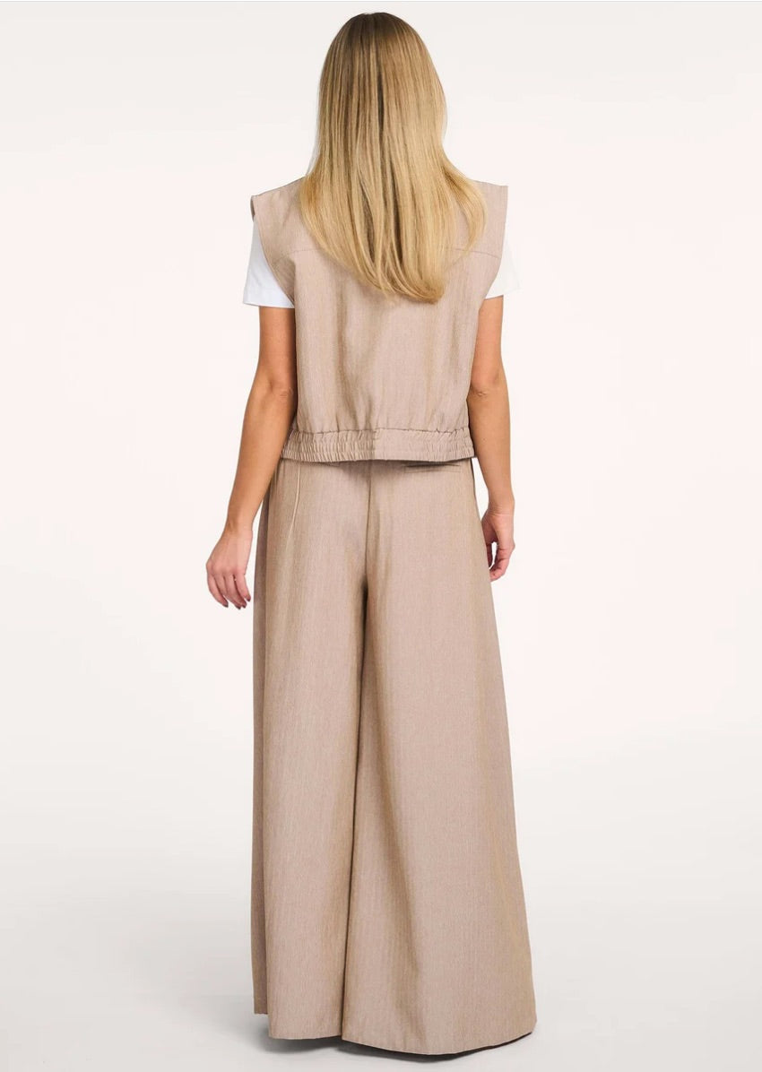 Co'couture Marlo CC lange broek met wijde pijpen – zand