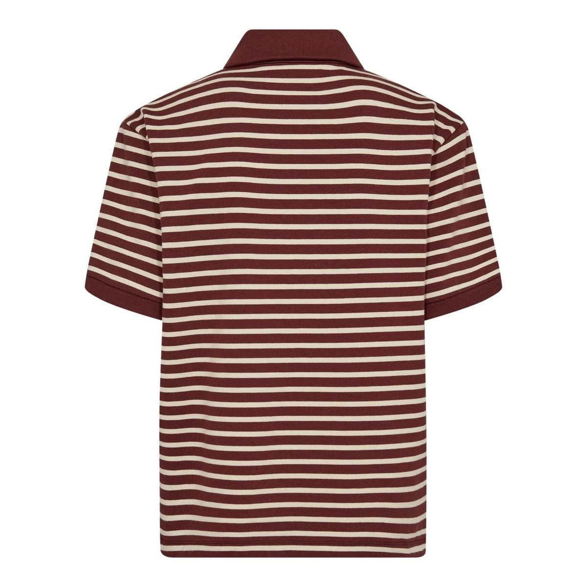 Co'couture Hayes CC polo met korte mouwen – wijnrood gestreept