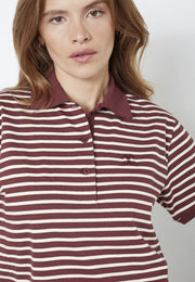 Co'couture Hayes CC polo met korte mouwen – wijnrood gestreept