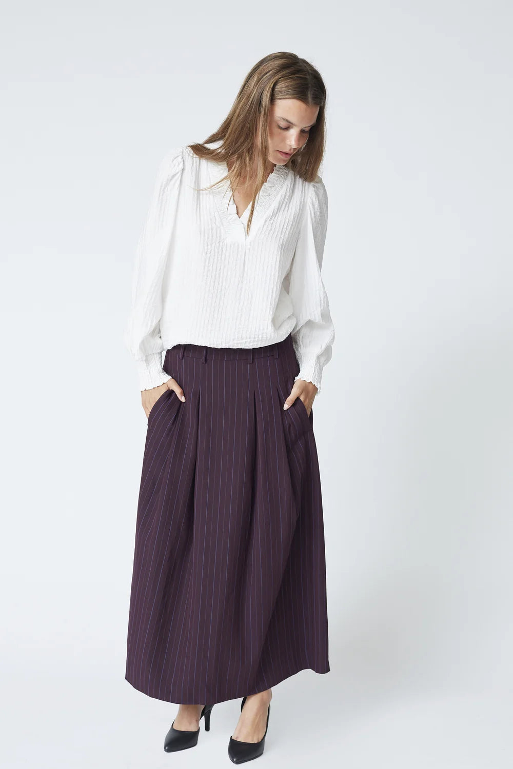 Co'couture Anya CC Trinny plooirok – pruimpaars