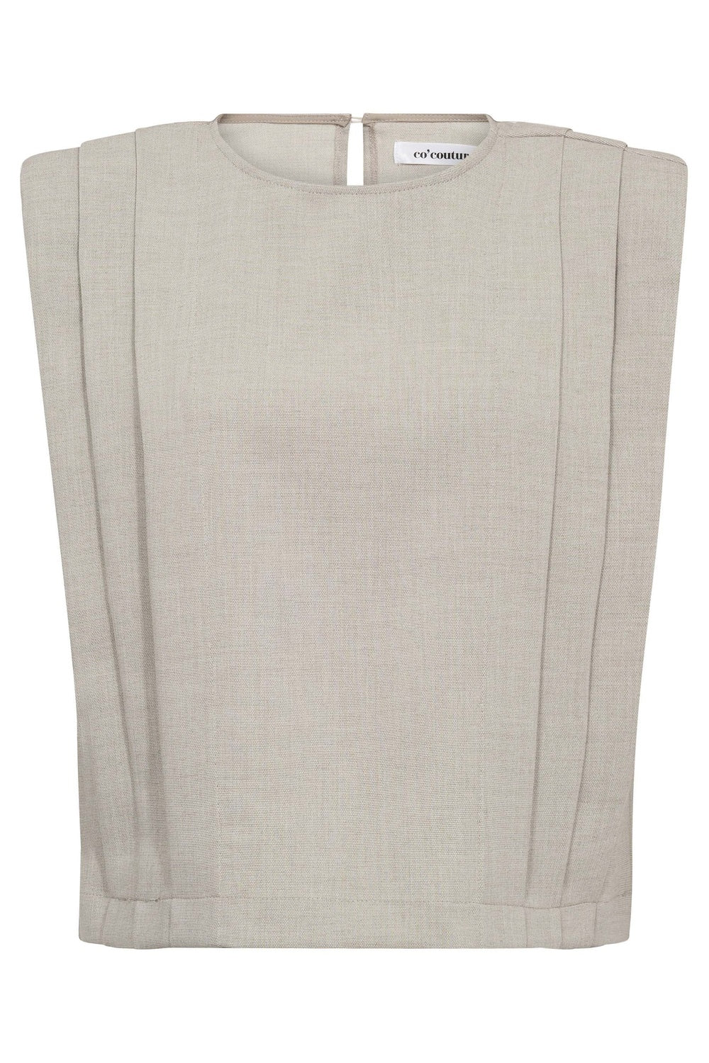 Co'couture Mava CC gewatteerde top met plooien en korte mouwen – beenwit