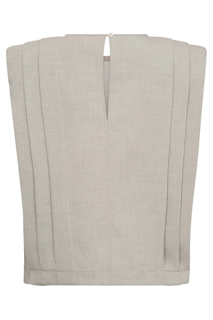 Co'couture Mava CC gewatteerde top met plooien en korte mouwen – beenwit