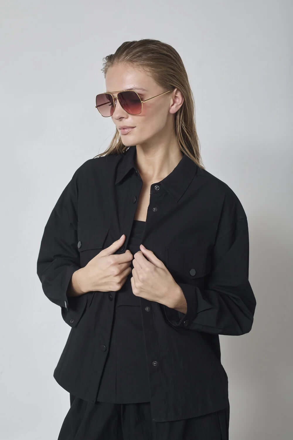 Co'couture Acasia CC overhemd met lange mouwen – zwart